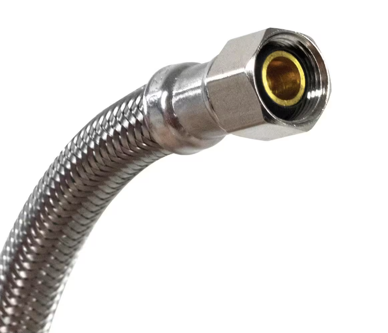 5' & 6' Braided SS Dishwasher Connector w/ 3/8" Comp Ends, 3/8" MIP Elbow and 3/4" FHT Elbow