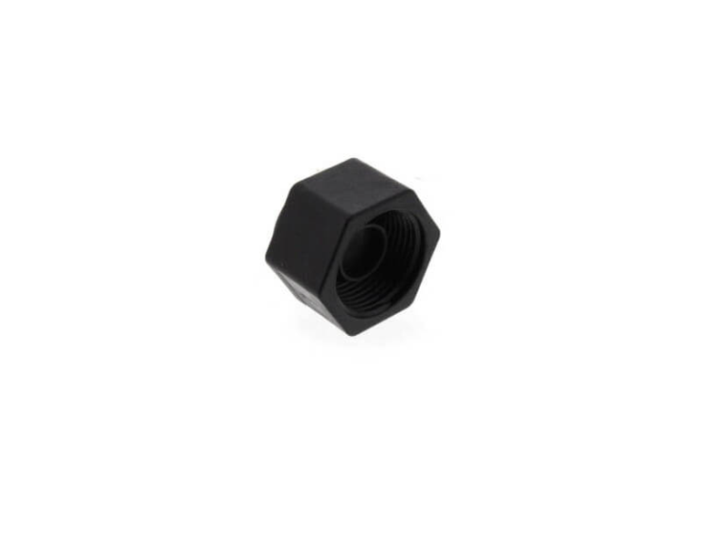 a black nut on a white background