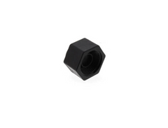 a black nut on a white background