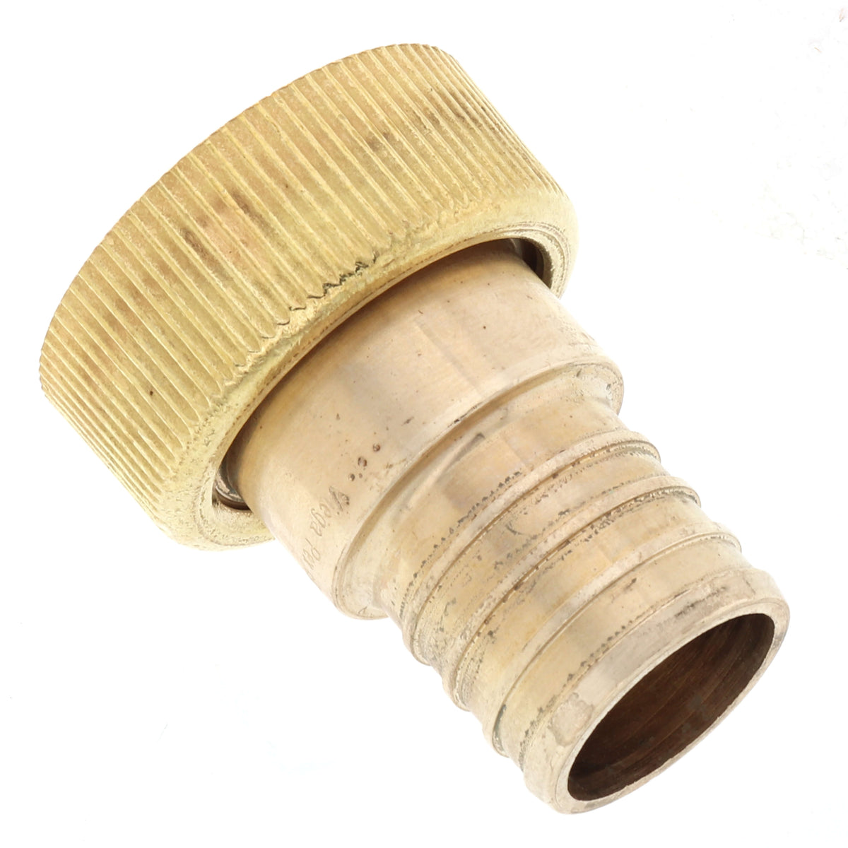 a close up of a brass fitting on a white background