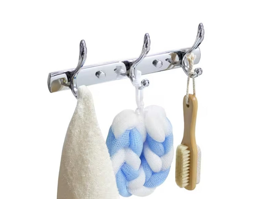 MODONA Large Triple Towel and Robe Hook in Polished Chrome
