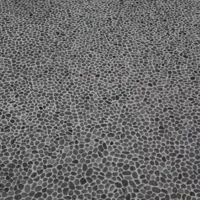 29sqft - Noir Ash Mini Pebble 12x12 Tumbled Marble Mesh-Mounted Mosaic Floor and Wall Tile