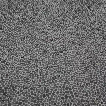 29sqft - Noir Ash Mini Pebble 12x12 Tumbled Marble Mesh-Mounted Mosaic Floor and Wall Tile