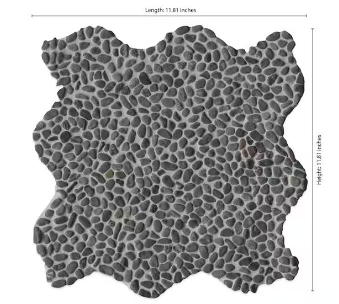 29sqft - Noir Ash Mini Pebble 12x12 Tumbled Marble Mesh-Mounted Mosaic Floor and Wall Tile
