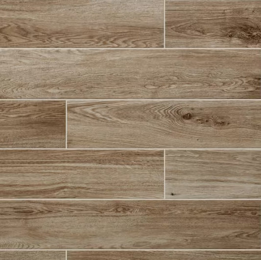 50sqft - Trace Meadow 6 in. x 36 in. Golden Brown Glazed Porcelain Floor and Wall Tile