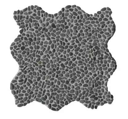 29sqft - Noir Ash Mini Pebble 12x12 Tumbled Marble Mesh-Mounted Mosaic Floor and Wall Tile