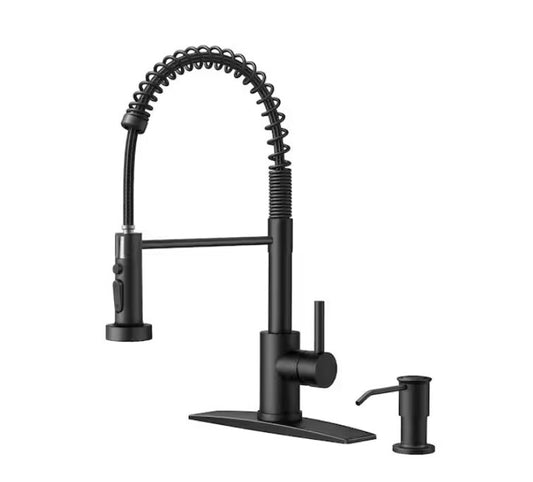 ANDROME 51AAAB-SD Spring Gooseneck Kitchen Faucet with Soap Dispenser